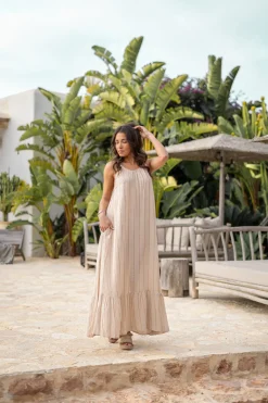 Strap Dress Madia Stripe Sand
