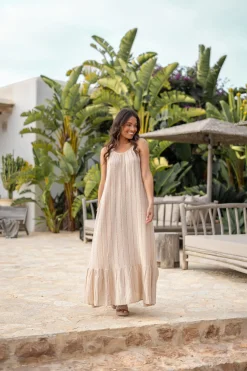 Strap Dress Madia Stripe Sand